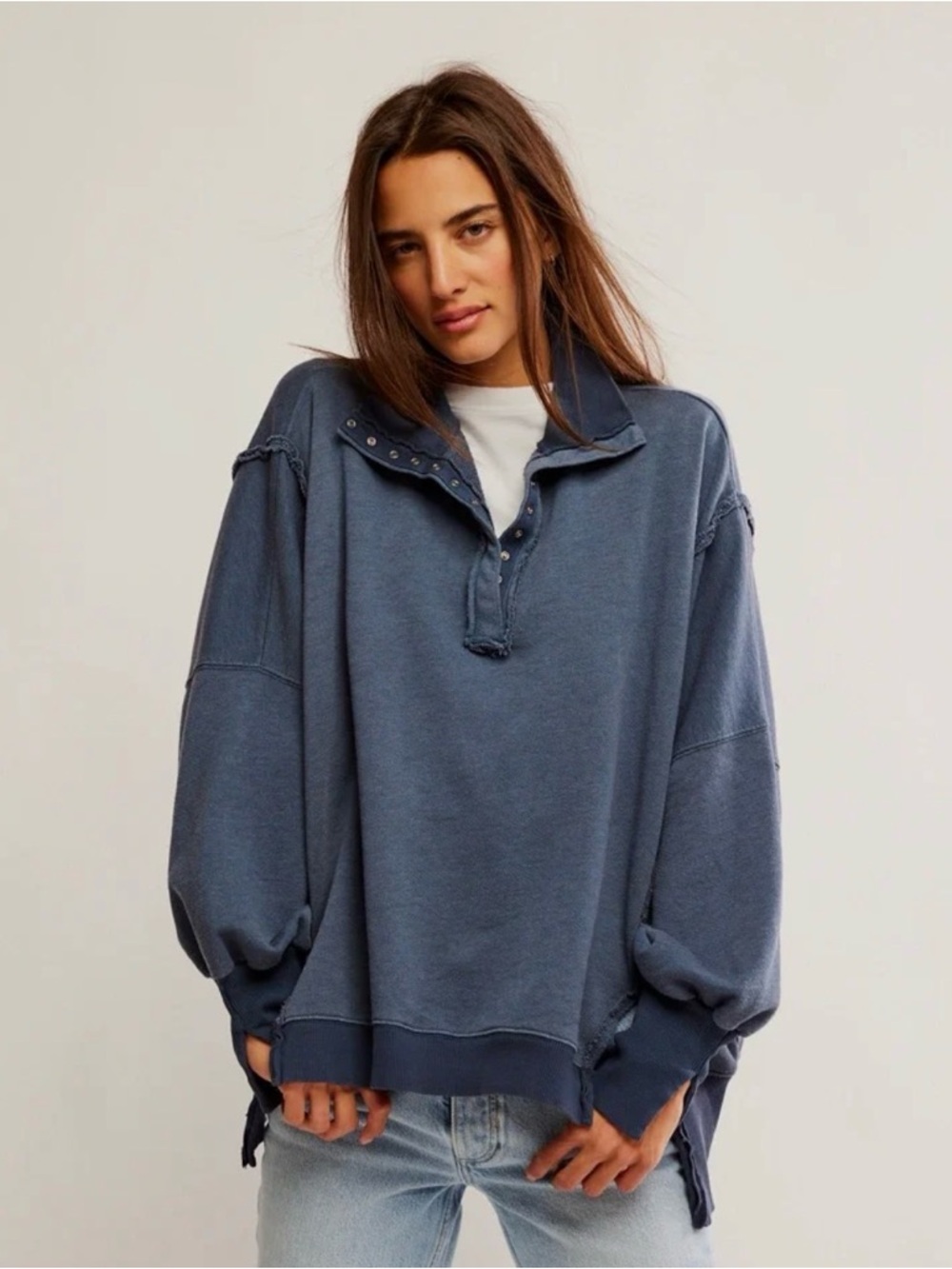 We The Free Camden Henley sweatshirt navy blue
